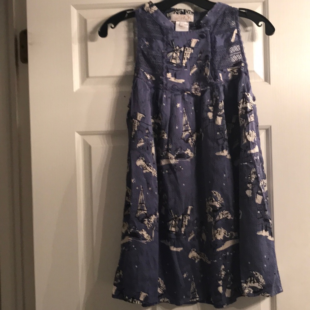 LaROK Sleeveless Top European Print 100% Silk